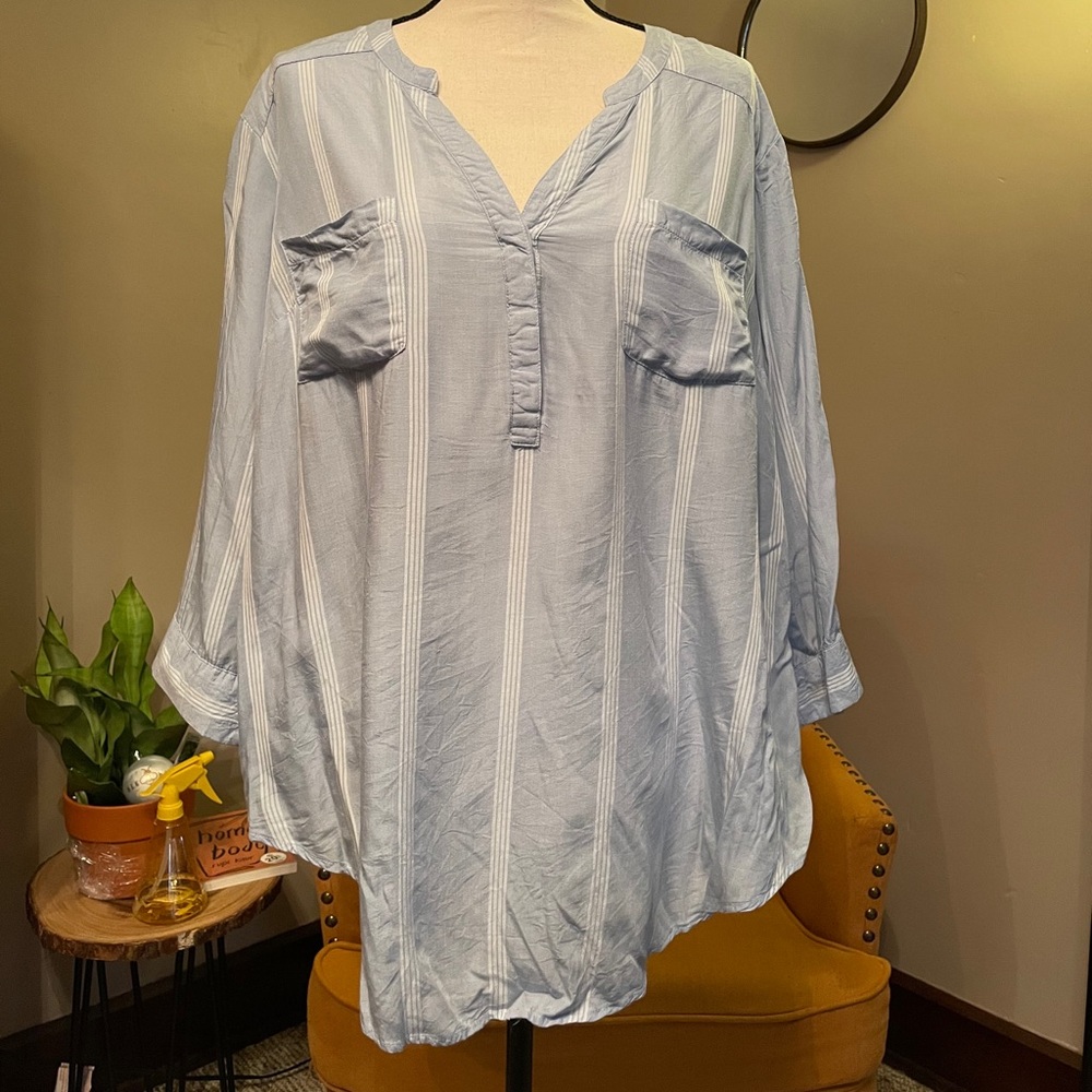 Blue and white blouse